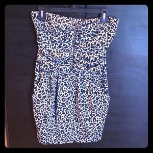 Strapless Animal Print Dress with Pockets